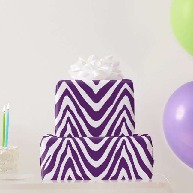 Lila und weiße Zebrastreifen Geschenkpapier (Partygeschenke)
