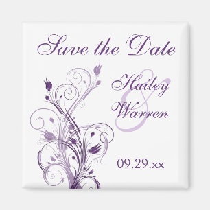 Lila und weißer BlumenSave the Date Magnet