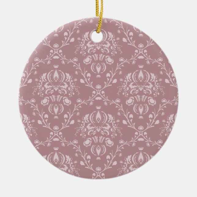 Lila und weißer Damast Keramik Ornament (Vorne)
