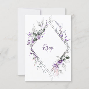 Lila und weißer Diamantrahmen RSVP Karte