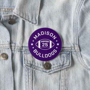 Lila und weißer Fußballspieler Jersey Nummer Button