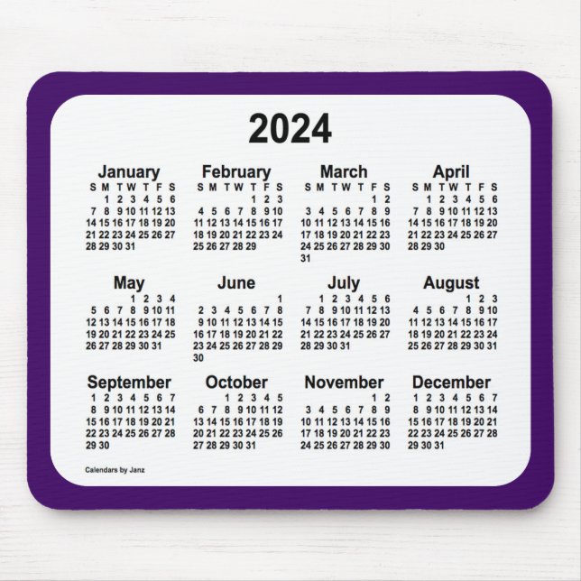 lila und weißer Kalender 2024 von Janz Two Tone Mousepad (Vorne)
