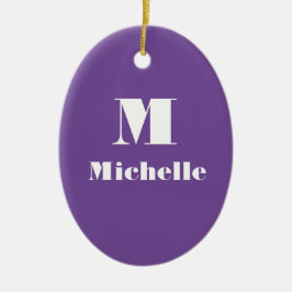 Lila und weißer Name Anfangsbuchstabe Solid Color Keramik Ornament