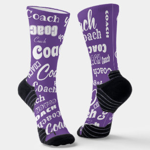 Lila und weißer Personalisierter Coach Geschenknam Socken