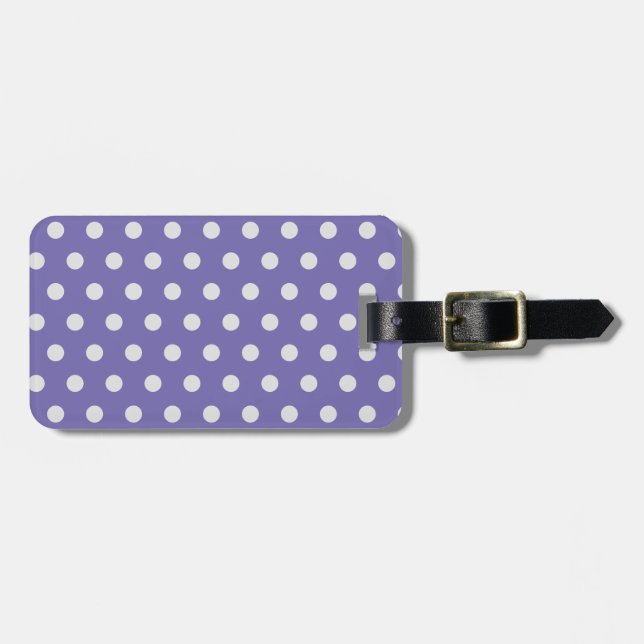 Lila und weißer Polka-Dot Gepäckanhänger (Vorderseite horizontal)