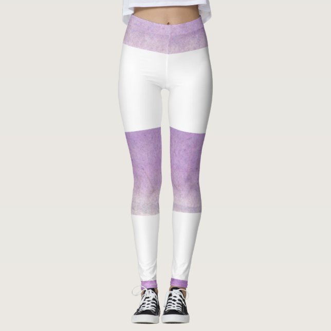 Lila und weißer Streifen Leggings (Vorderseite)