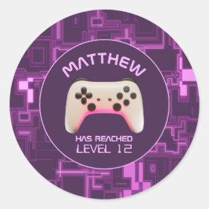 Lila und weißer Videospielcontroller Runder Aufkleber