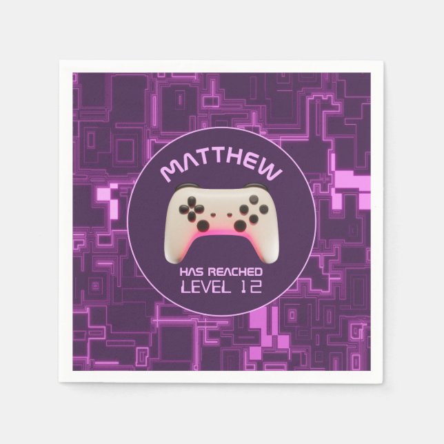 Lila und weißer Videospielcontroller Serviette (Vorderseite)