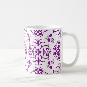 Lila und weißes Damasdesign Tasse