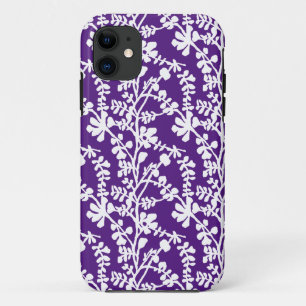 Lila und weißes, florales Wiederholmuster Case-Mate iPhone Hülle