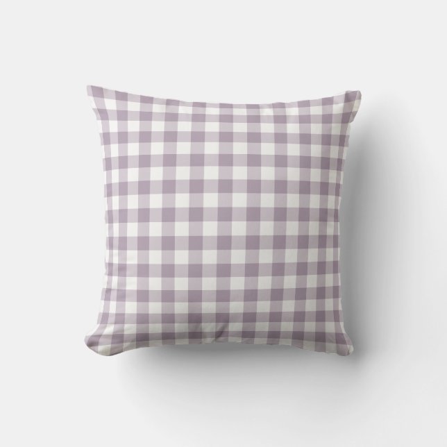 Lila und weißes Gingham-Muster geprüft Kissen (Vorderseite)