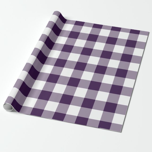 Lila und weißes Gingham-Muster Geschenkpapier (Ungerollt)