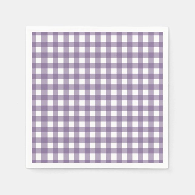 Lila und weißes Gingham-Muster Serviette (Vorderseite)