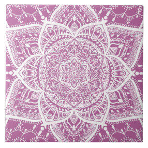 Lila und weißes Mandala - Loergano in Clover Fliese
