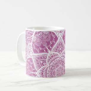 Lila und weißes Mandala - Loergano in Clover Kaffeetasse