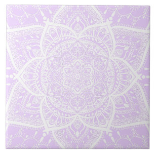 Lila und weißes Mandala - Loergano in Lilac Fliese