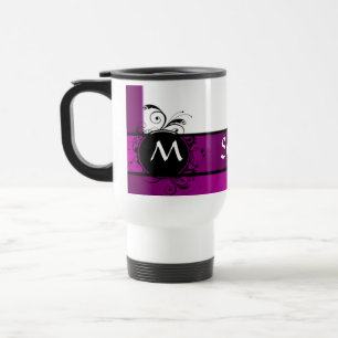 Lila und weißes mit Monogramm Reisebecher