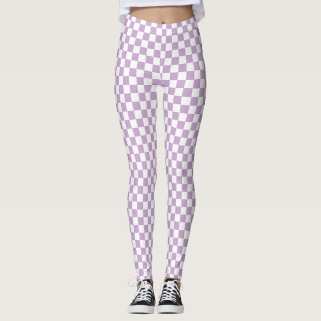Lila und weißes Prüfmuster Leggings (Vorderseite)