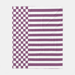 Lila und weißes Schachbrett und Streifen Wiederhol Fleecedecke