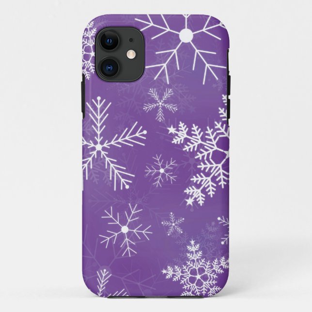 Lila und weißes Schneeflocke-Muster Case-Mate iPhone Hülle (Rückseite)