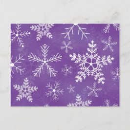 Lila und weißes Schneeflockenmuster Postkarte