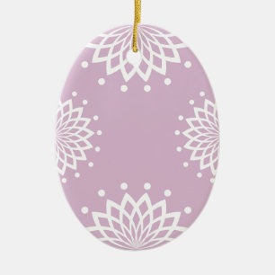 Lila und weißes Vintages Oster Keramik Ornament