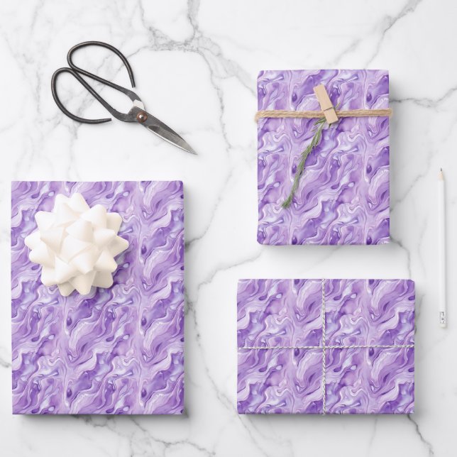 Lila- und Weißmarmor Geschenkpapier Set (Vorderseite)