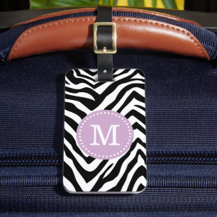 Lila und Zebra Print Custom Monogram Gepäckanhänger