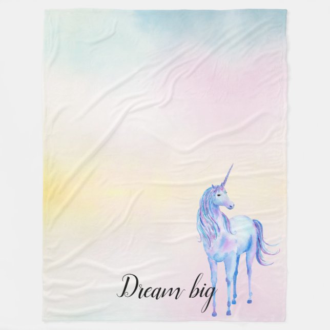 Lila Unicorn Aqua Rosa Gelbe Gefärbte Krawatte Fleecedecke (Vorderseite)