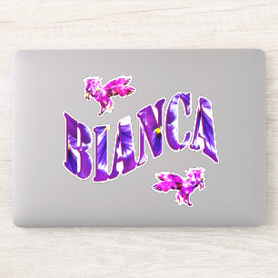 Lila Unicorn-Bianca-Logo Aufkleber