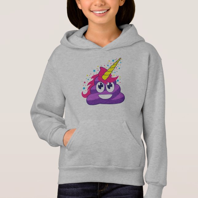 Lila Unicorn Emoji kacken Hoodie (Vorderseite)