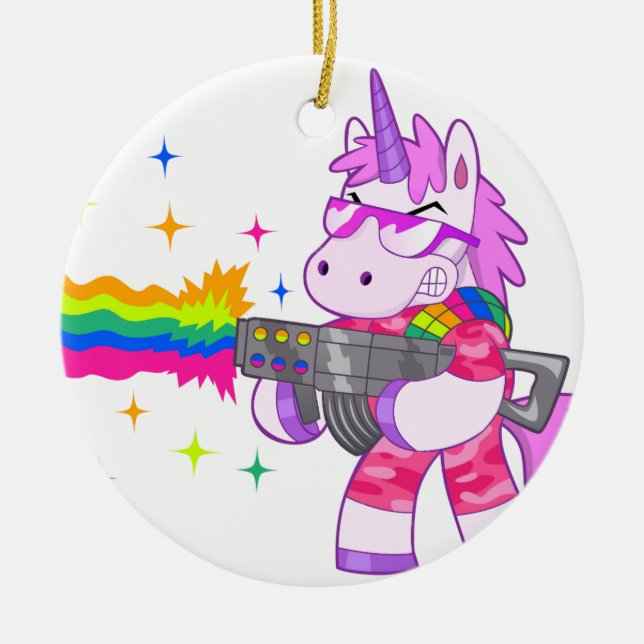 Lila Unicorn - Gewehr Keramik Ornament (Vorne)