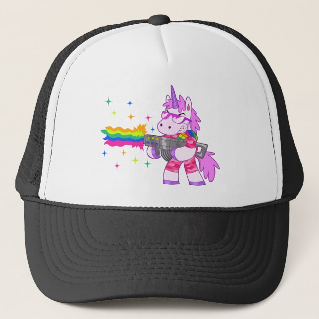 Lila Unicorn - Gewehr Truckerkappe (Vorderseite)