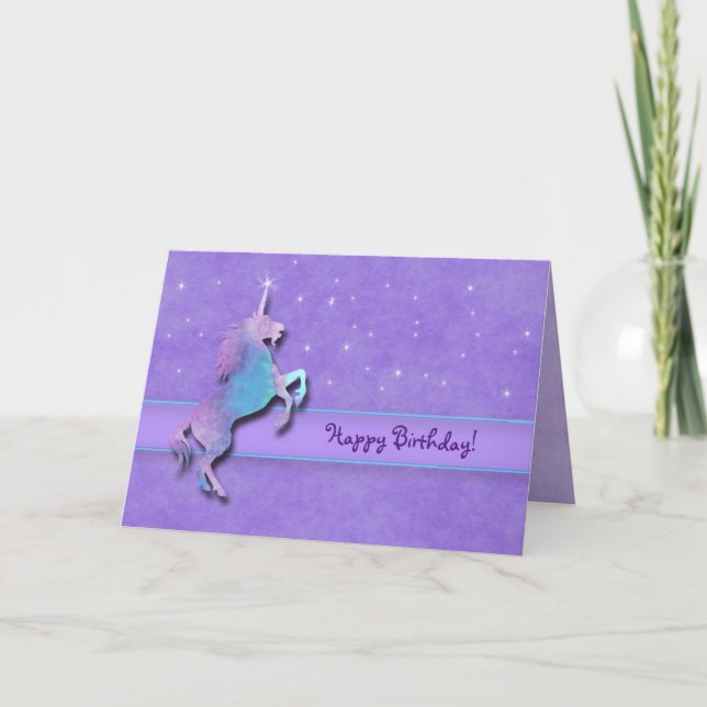 Lila Unicorn Karte (Vorderseite)