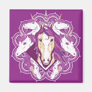 Lila Unicorn Mandala Magnet