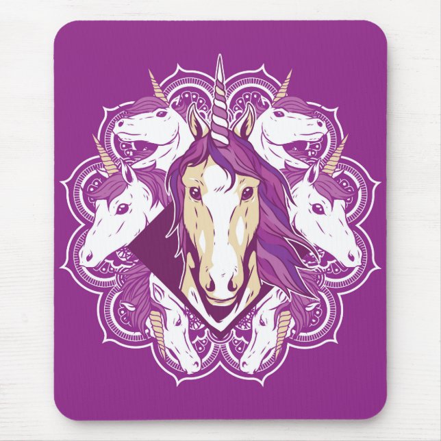 Lila Unicorn Mandala Mousepad (Vorne)