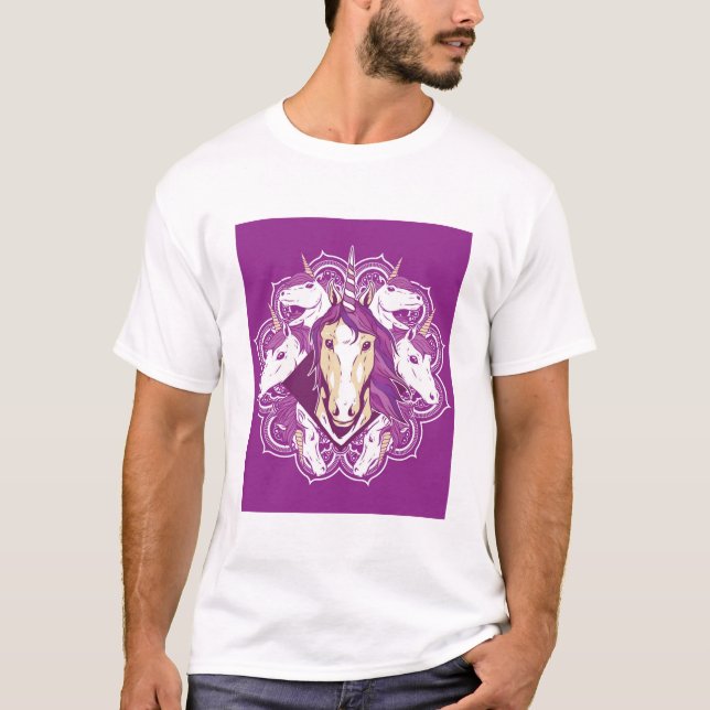 Lila Unicorn Mandala T-Shirt (Vorderseite)