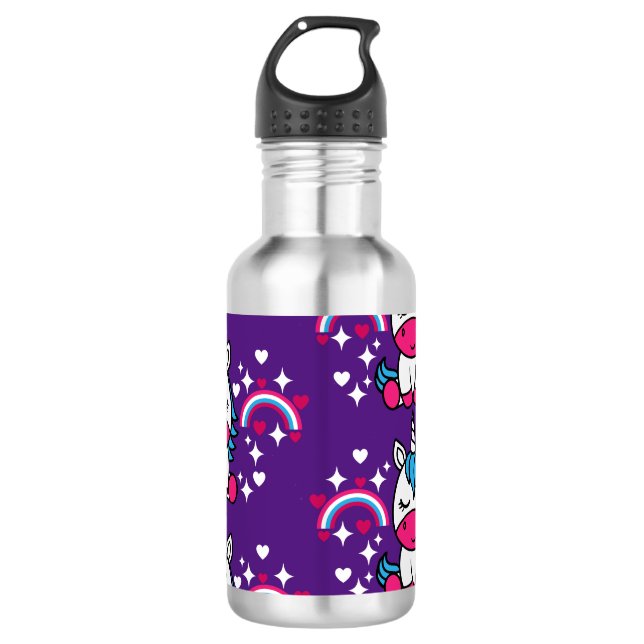 Lila Unicorn Pony Edelstahlflasche (Vorderseite)