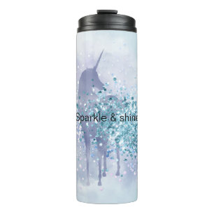 Lila Unicorn Sparkle Aqua Glittery Confetti Thermosbecher