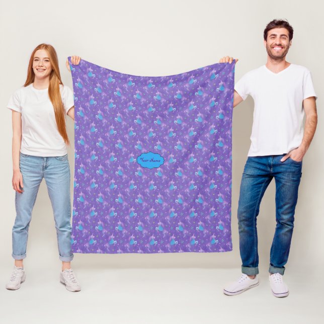 Lila Unicorns-rosa Sterne Fleecedecke (Beispiel)