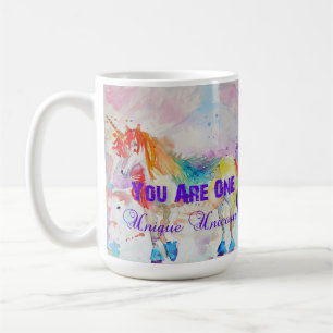 Lila Unicorns Wasserfarbe Tasse