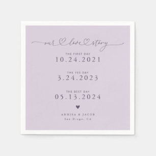 Lila unsere Liebe Story Script Hearts Wedding Serviette