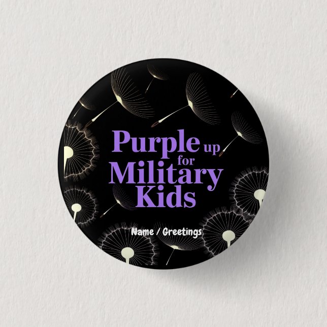 Lila Unterstützung für Militärkids-Löwenleuchter Button (Vorderseite)