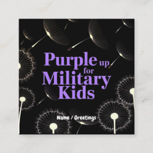 Lila Unterstützung für Militärkids-Löwenleuchter Quadratische Visitenkarte