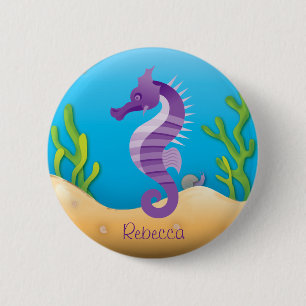 Lila UnterwasserSeepferd Button