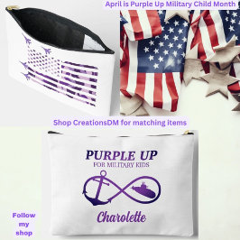 Lila Up for Military Kids USA Flag Personalisiert Zubehörtasche