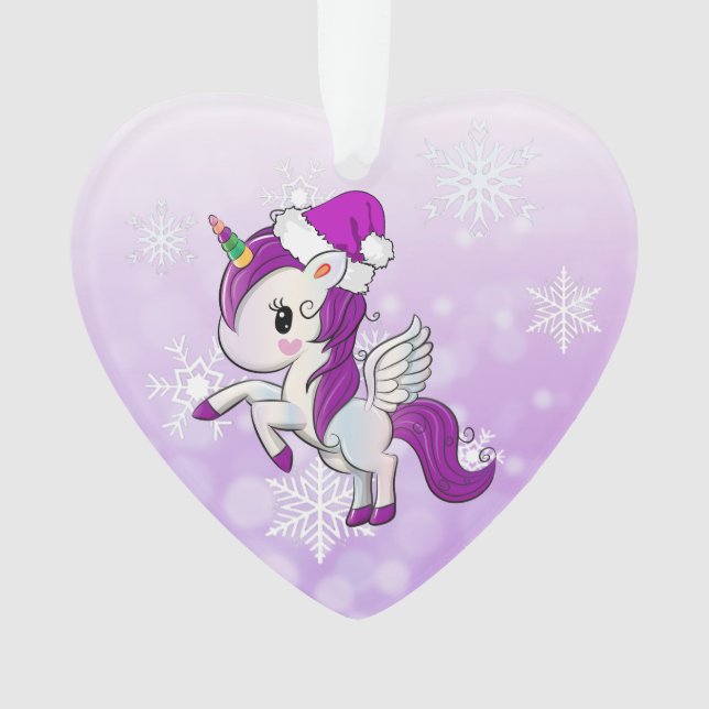 Lila Urlaub Einhorn und Sprinklen Weihnachten Ornament (Vorderseite)