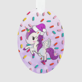 Lila Urlaub Einhorn und Sprinklen Weihnachten Ornament