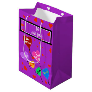Lila Valentine I Liebe Sie hören Mittlere Geschenktüte