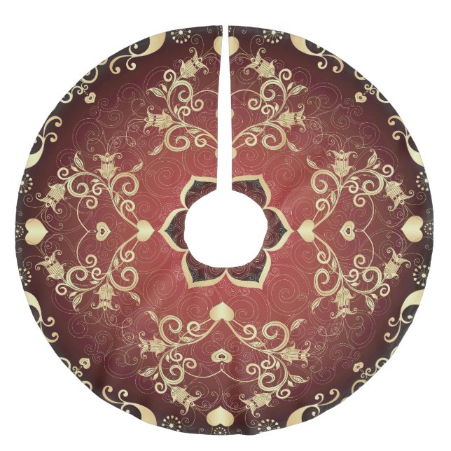 Lila Valentinrahmen Polyester Weihnachtsbaumdecke (Vorderseite)